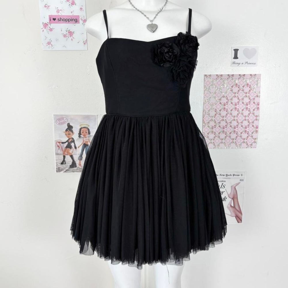 Forever 21 Black Tulle Party Dress (Sz M)